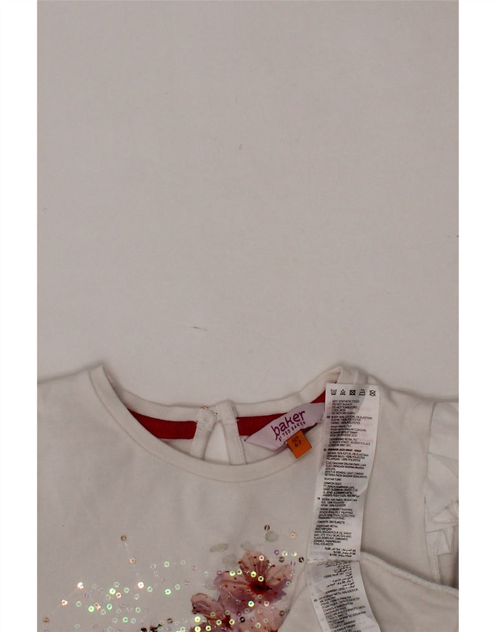 TED BAKER Fete Bluză Grafică Top 6-7 Ani Bumbac Floral Alb