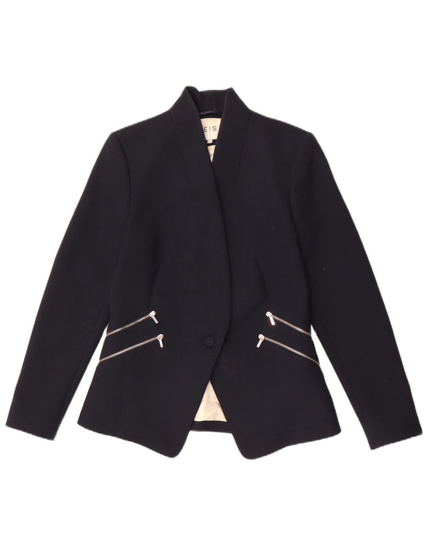 Sacou blazer pentru femei Reiss cu 1 nasture UK 10 Poliester bleumarin mic