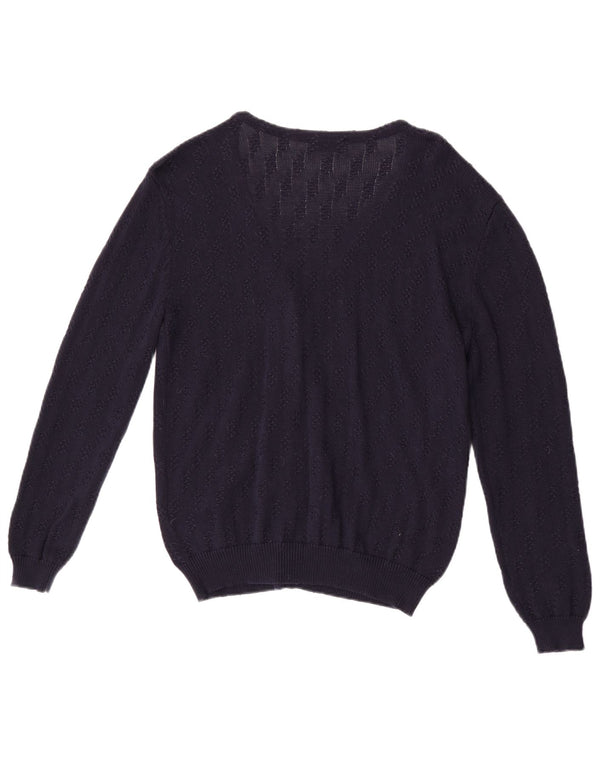 Pulover cardigan pentru femei Peter Hahn UK 16 mare bumbac bleumarin