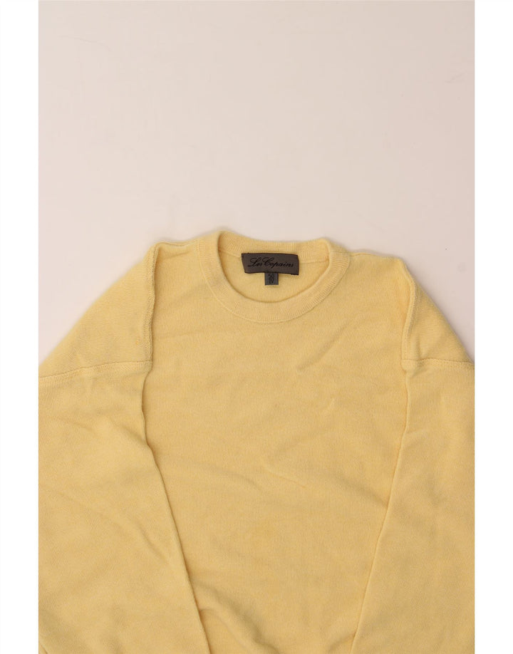 LES COPAINS Mens Crew Neck Jumper Sweater IT 50 Medium Yellow Vintage Les Copains and Second-Hand Les Copains from Messina Hembry 