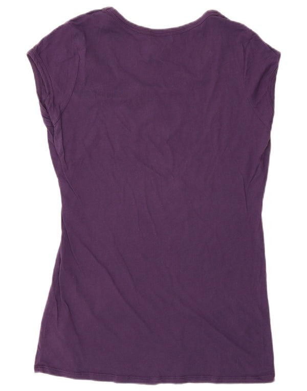 Guess Womens Graphic T-Shirt Top UK 14 Large Purple Cotton