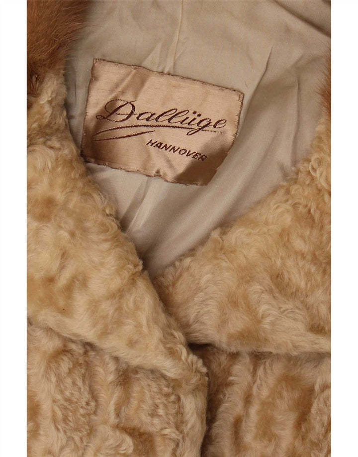 Jachetă vintage pentru femei din blană artificială UK 10 Small Beige