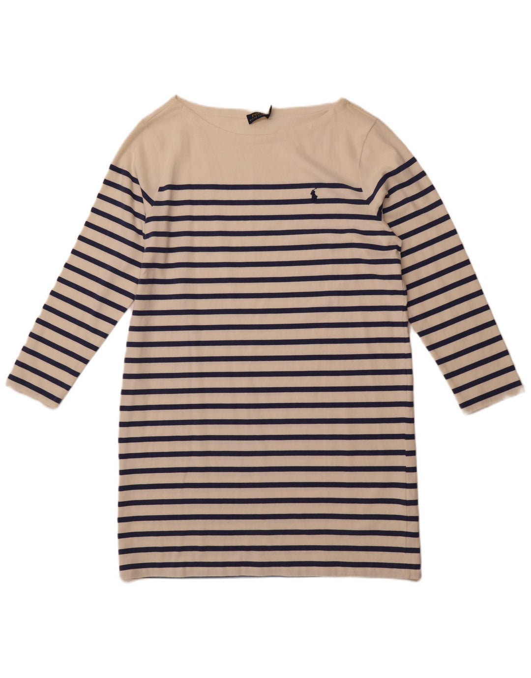 POLO RALPH LAUREN Rochie tricou cu mânecă lungă pentru femei UK 18 XL cu dungi albe