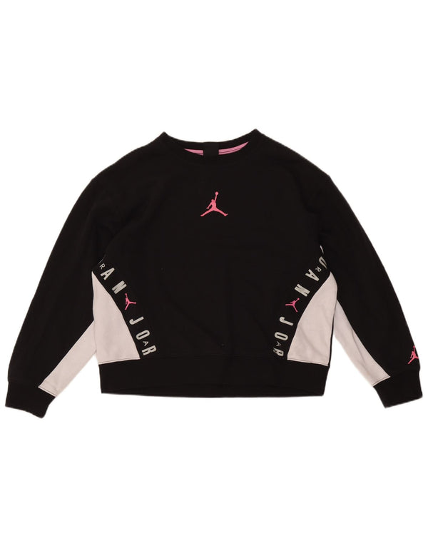 Pulover cu grafic pentru fete Jordan 13-14 ani XL negru Colorblock