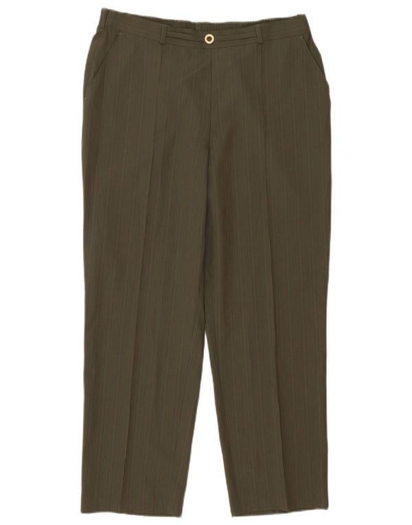 Pantaloni casual pentru femei Marks & Spencer Marea Britanie 14 L32 L26 Kaki cu dungi