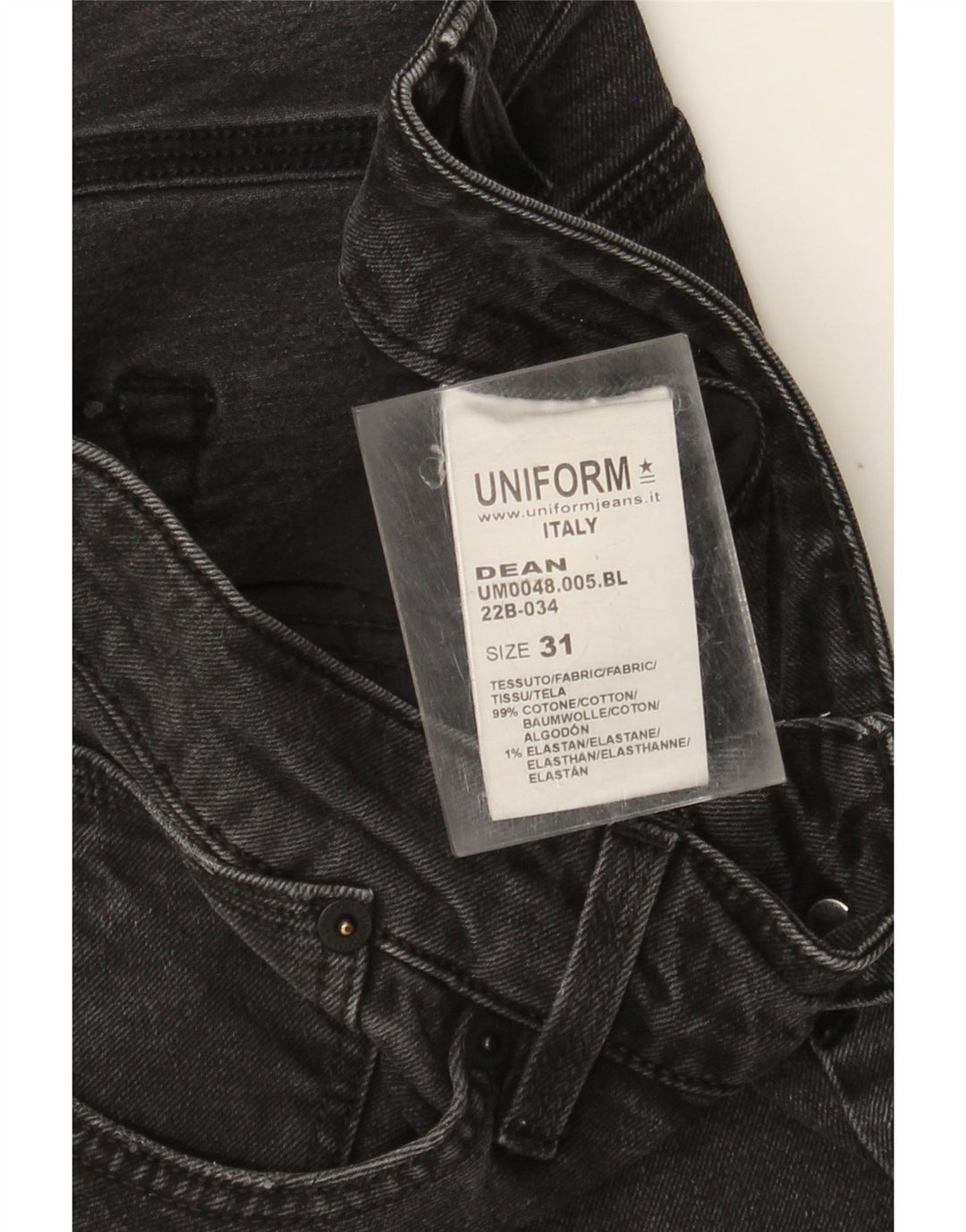 Uniforma pentru bărbați Dean Slim Jeans W31 L26 Bumbac negru