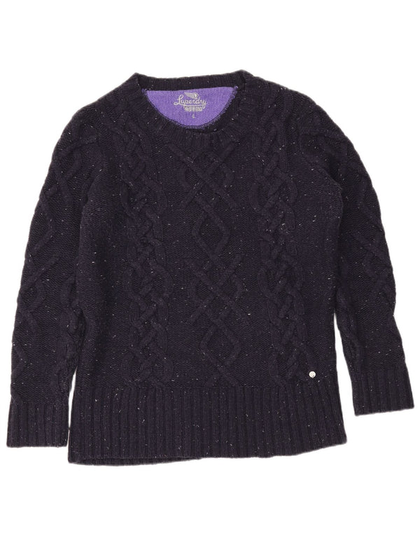 Pulover Superdry pentru femei cu gât de barcă, UK 16, mare, bleumarin, pete