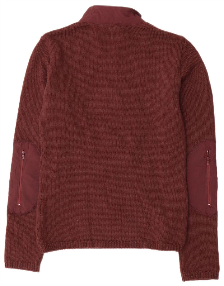 Pulover FILA pentru femei cu fermoar și gât UK 12 Lână maro medie