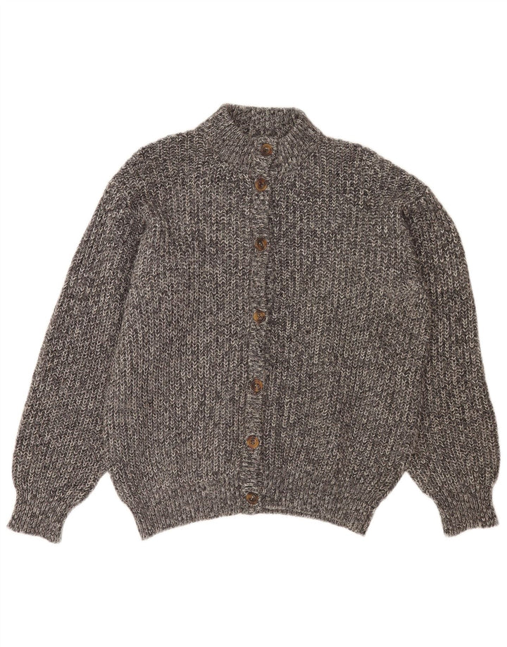 Pulover Cardigan Vintage pentru Damă UK 14 Lână de alpaca pete gri mediu