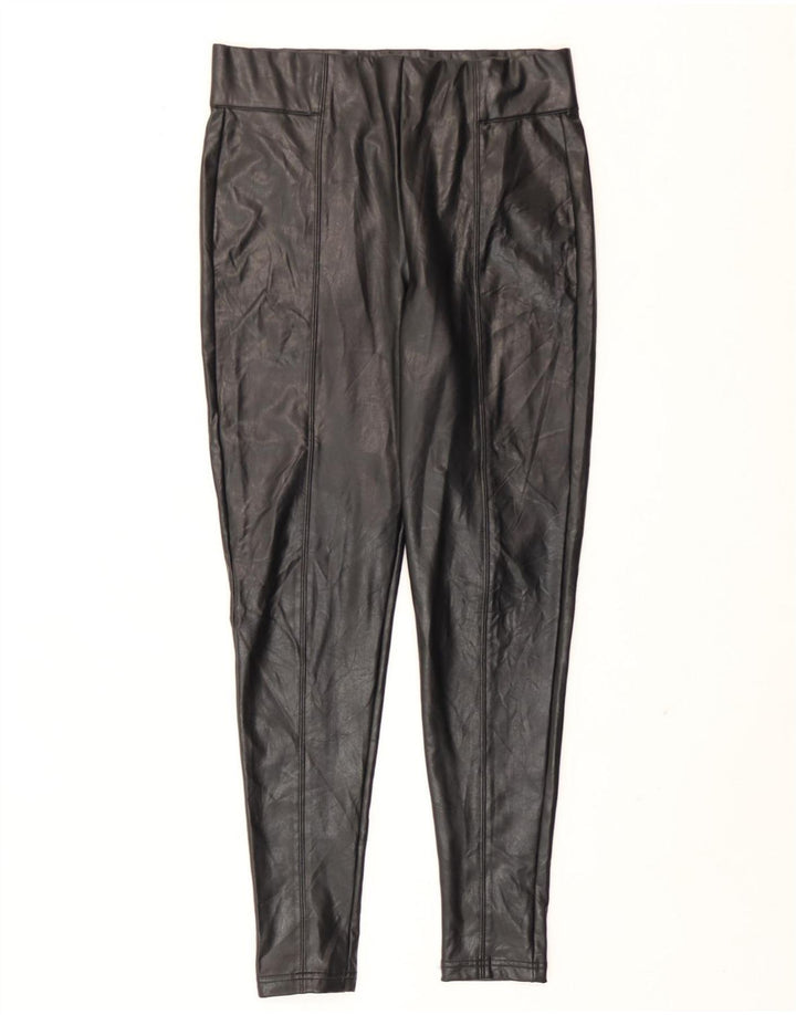 Leggings din piele artificială pentru femei Marks & Spencer UK 12 Poliester mediu negru