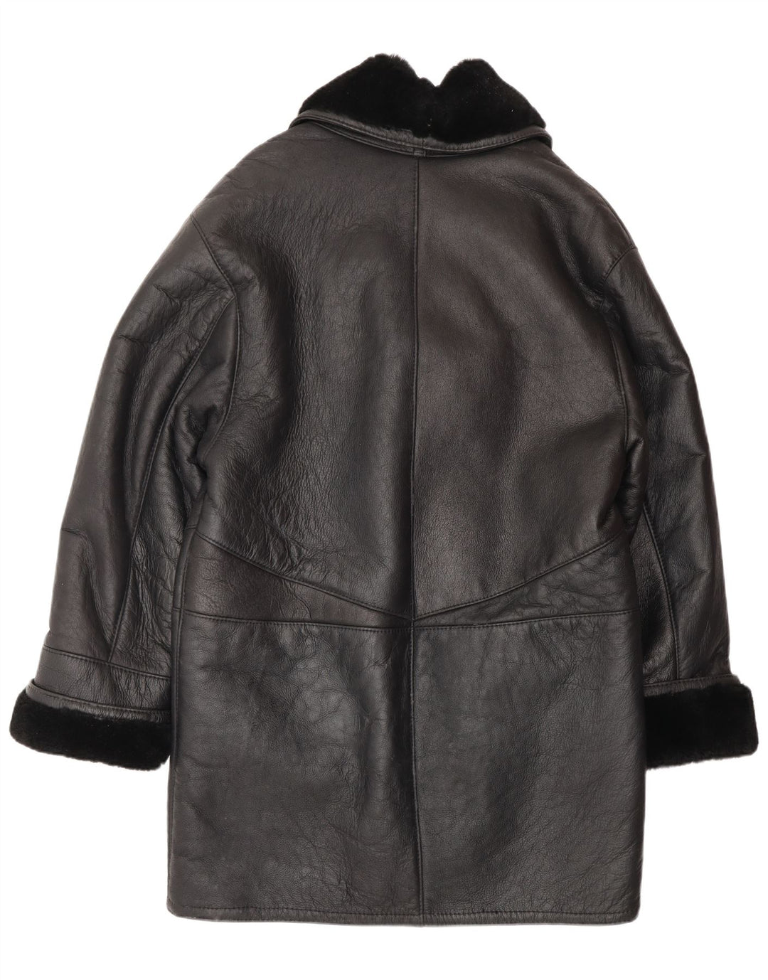 Palton supradimensionat din shearling pentru femei VINTAGE UK 16 mare negru