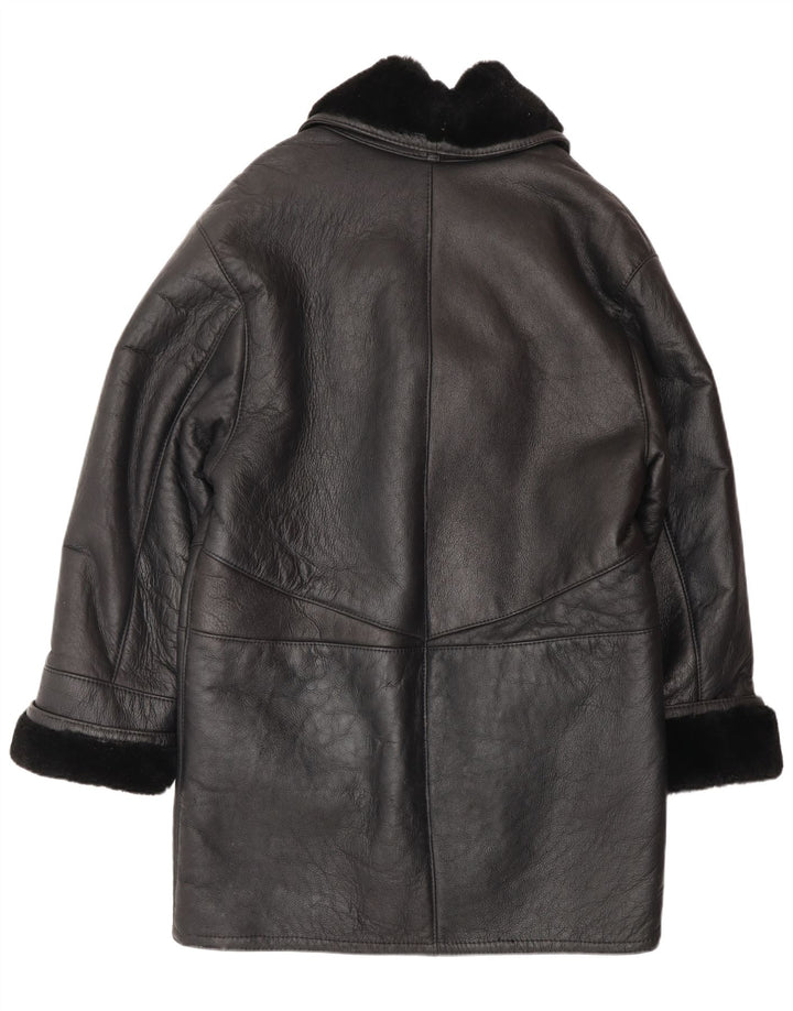 Palton supradimensionat din shearling pentru femei VINTAGE UK 16 mare negru