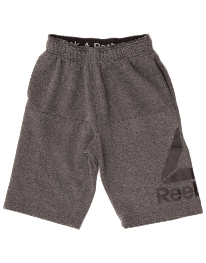 Pantaloni scurti sport grafic Reebok pentru bărbați, bumbac, gri mici