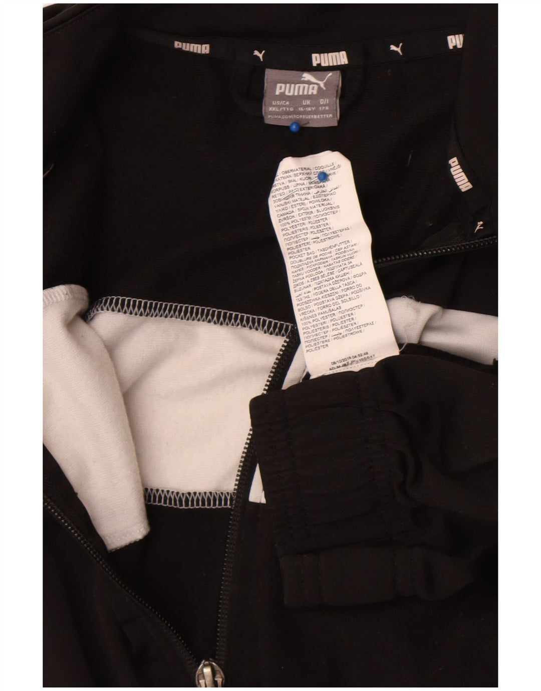 Jachetă de trening Puma pentru băieți 15-16 ani, negru, poliester color bloc