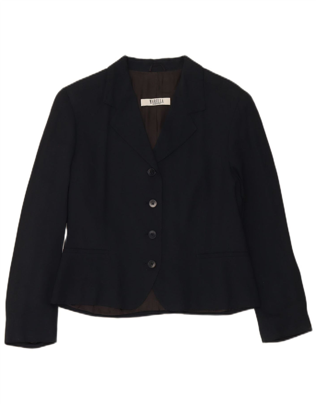 MARELLA Jachetă Blazer pentru femei cu 4 nasturi UK 16 mare, albastru bleumarin, viscoză