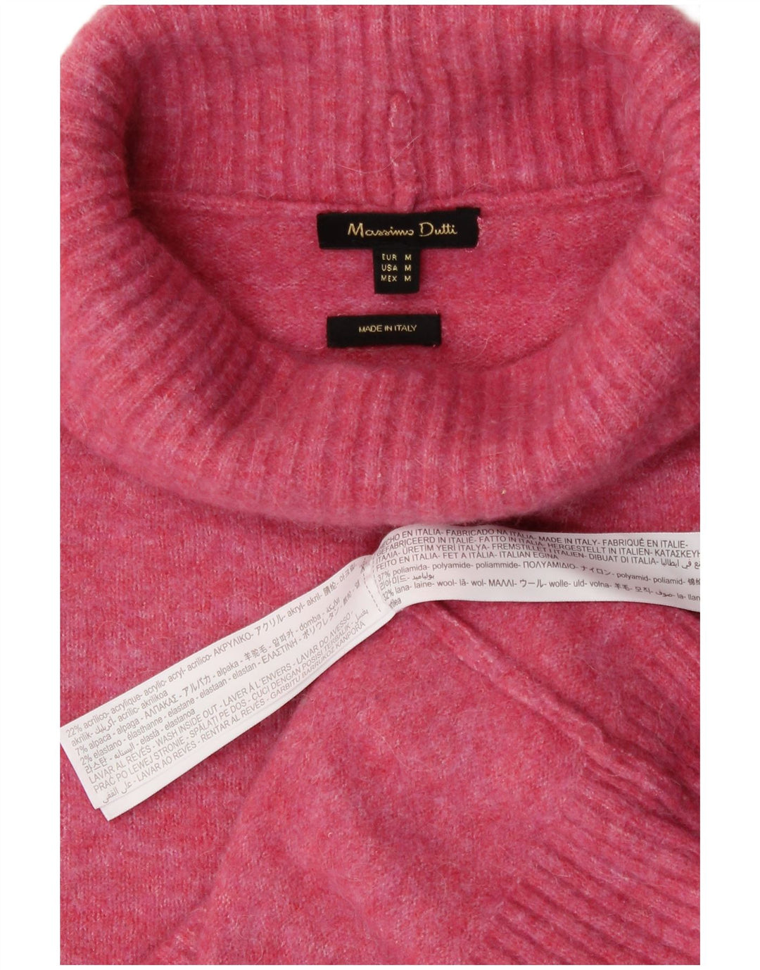 Pulover pentru femei Massimo Dutti cu gât rulat din poliamidă roz mediu UK 12