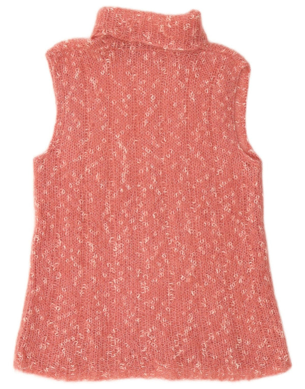 Vestă Vintage pentru femei cu gât rulat Tank Top UK 14 Medium Pink Flecked
