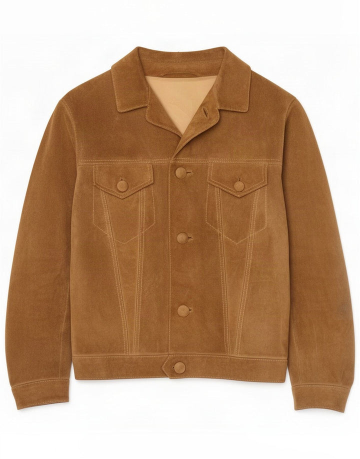 Vintage Mens Suede Jacket IT 46 Small Brown