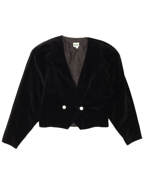 Vintage Womens Double Breasted Velvet Bolero Jacket IT 42 Medium Black