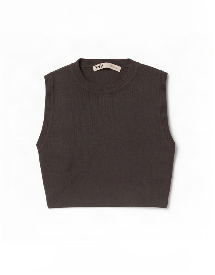 Vestă Crop Top pentru femei Zara UK 12 Medium Gri Viscose