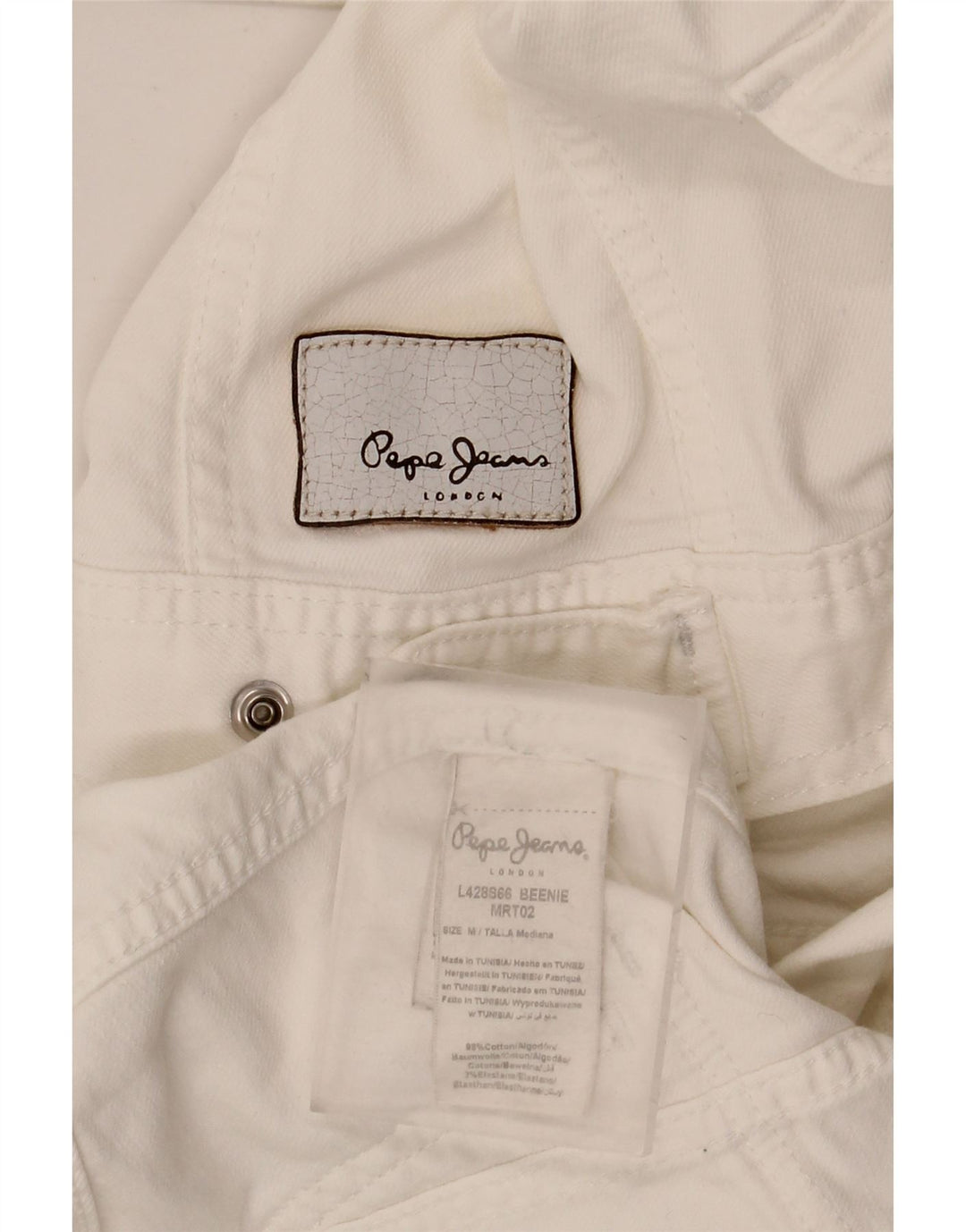 PEPE Jeans Jachetă de denim crop pentru femei UK 12 Bumbac alb mediu