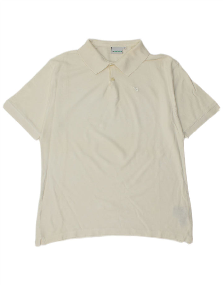 Tricou polo pentru bărbați Diadora, mare din bumbac alb