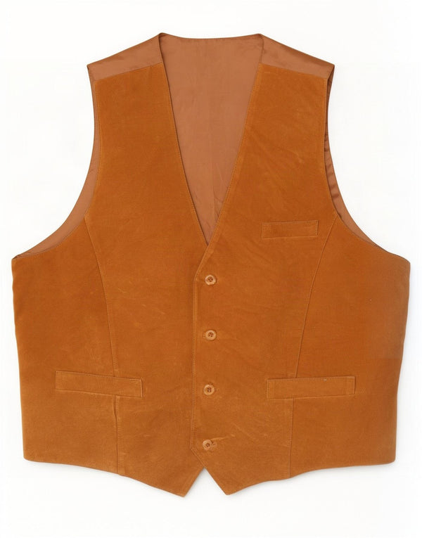 Vestă vintage pentru bărbați subțire din piele intoarsa UK 48 4XL piele bej