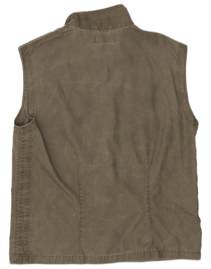 Beyond Mens Utility Gilet UK 44 2XL Kaki Bumbac