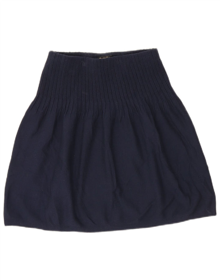 Massimo Dutti Fusta A-Line tricotată pentru femei Mic W26 Viscoză bleumarin