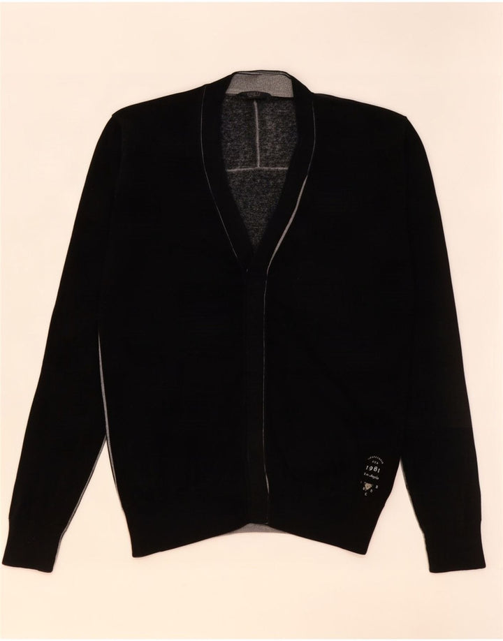 Pulover cardigan pentru bărbați Guess, bumbac mediu negru