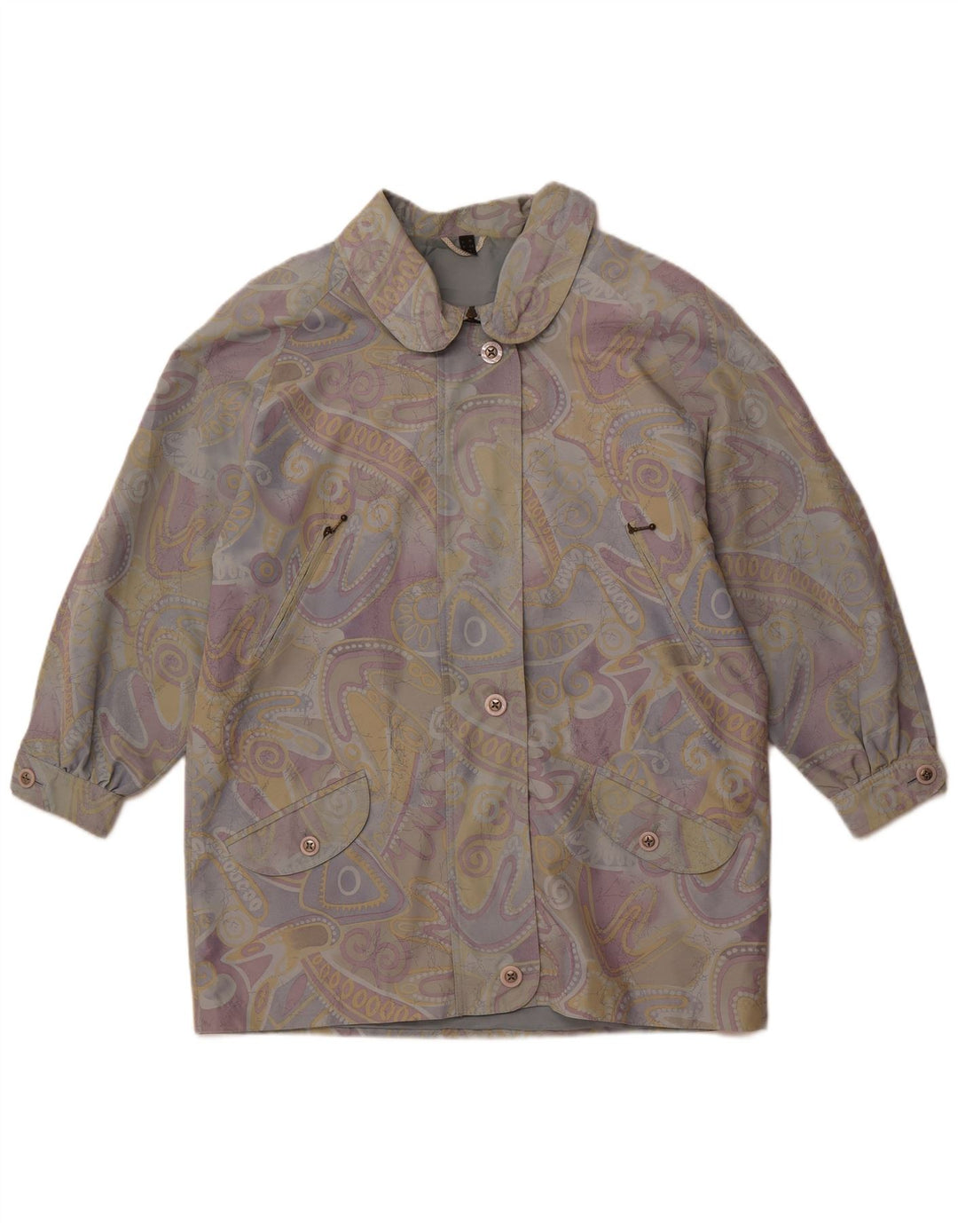 VINTAGE Jachetă de vânt pentru femei cu model abstract EU 42 mare multicoloră