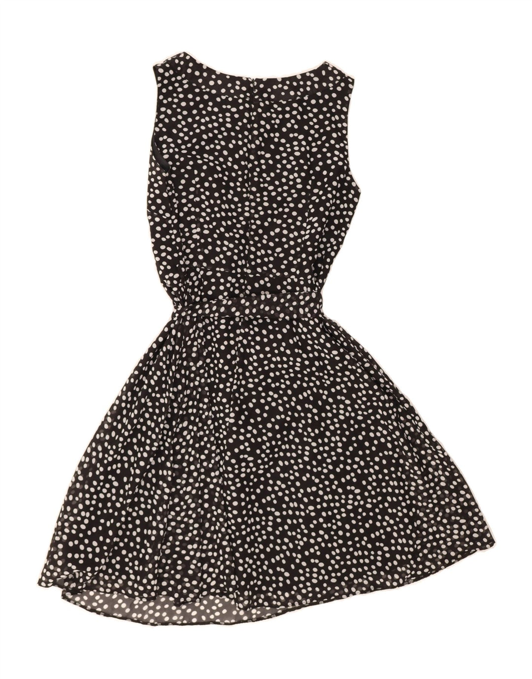 WALLIS Womens Sleeveless A-Line Dress UK 14 Medium  Black Spotted Vintage Wallis and Second-Hand Wallis from Messina Hembry 