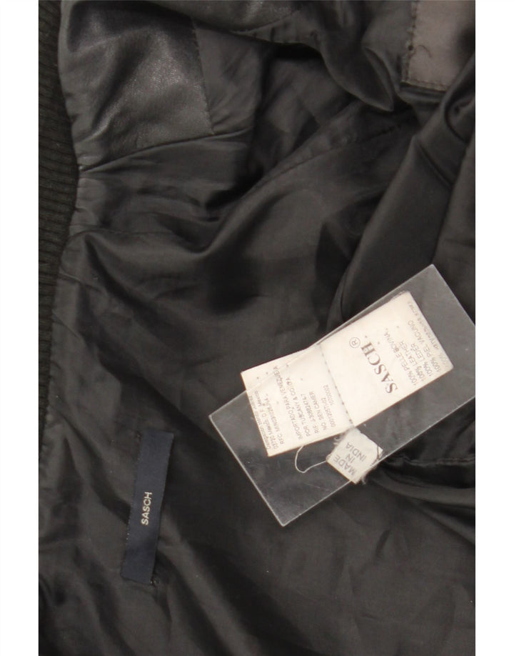 Jachetă de piele crop Sasch pentru femei UK 14 Medium Black