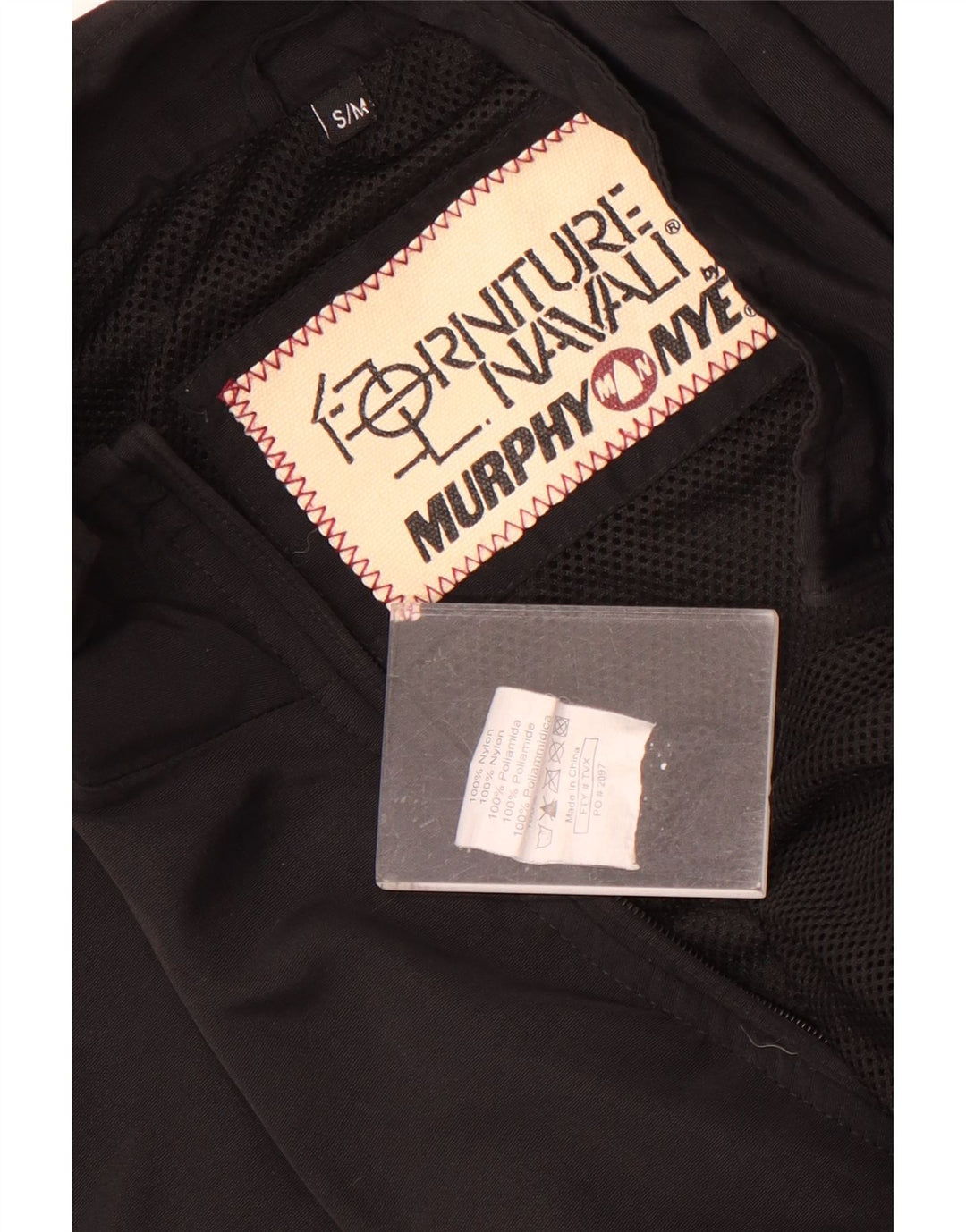 Murphy & Nye Jachetă de ploaie grafică pentru bărbați UK 36 Mic, negru, nailon color bloc