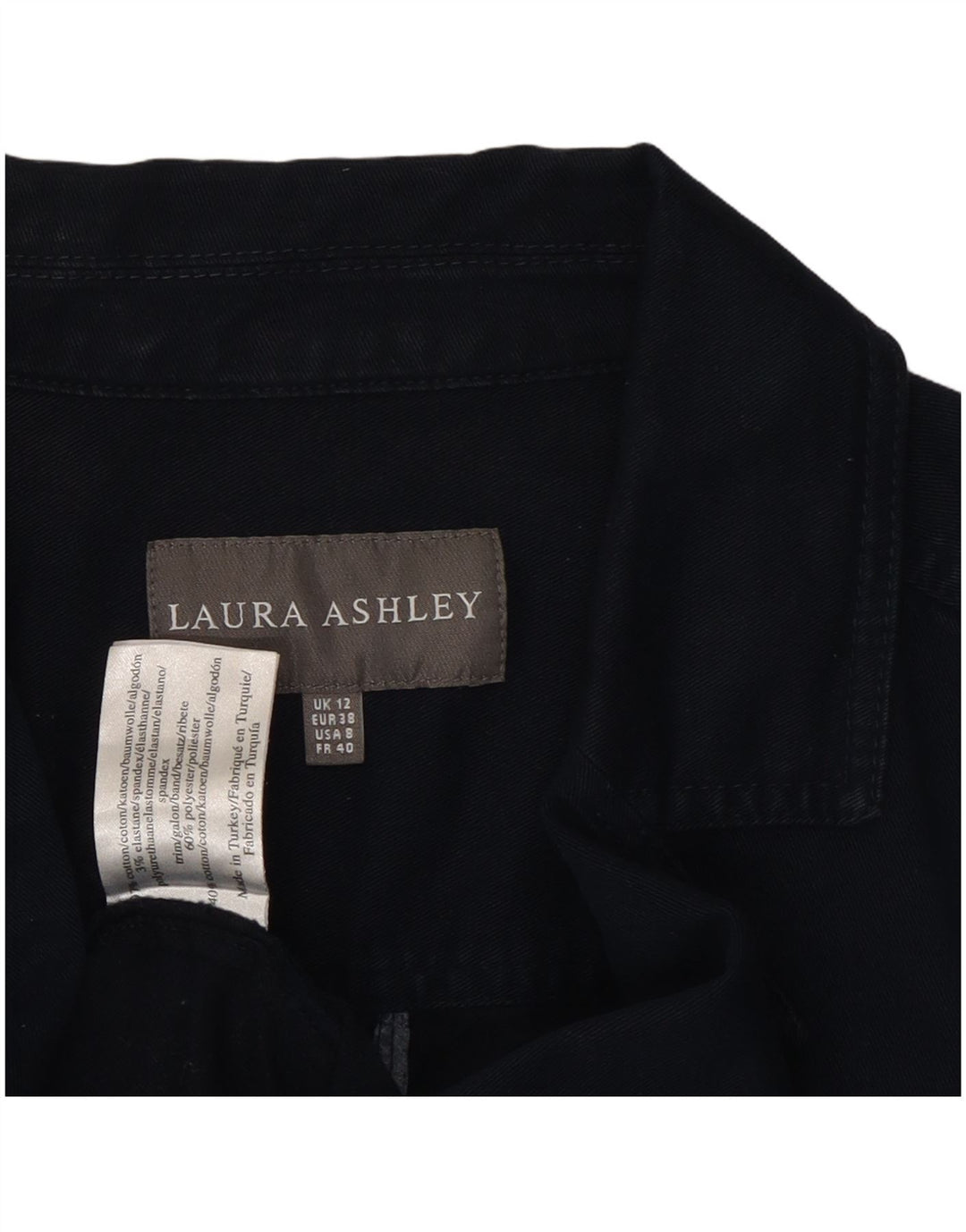 LAURA ASHLEY Sacou blazer pentru femei cu 2 nasturi UK 12 Bumbac mediu albastru bleumarin