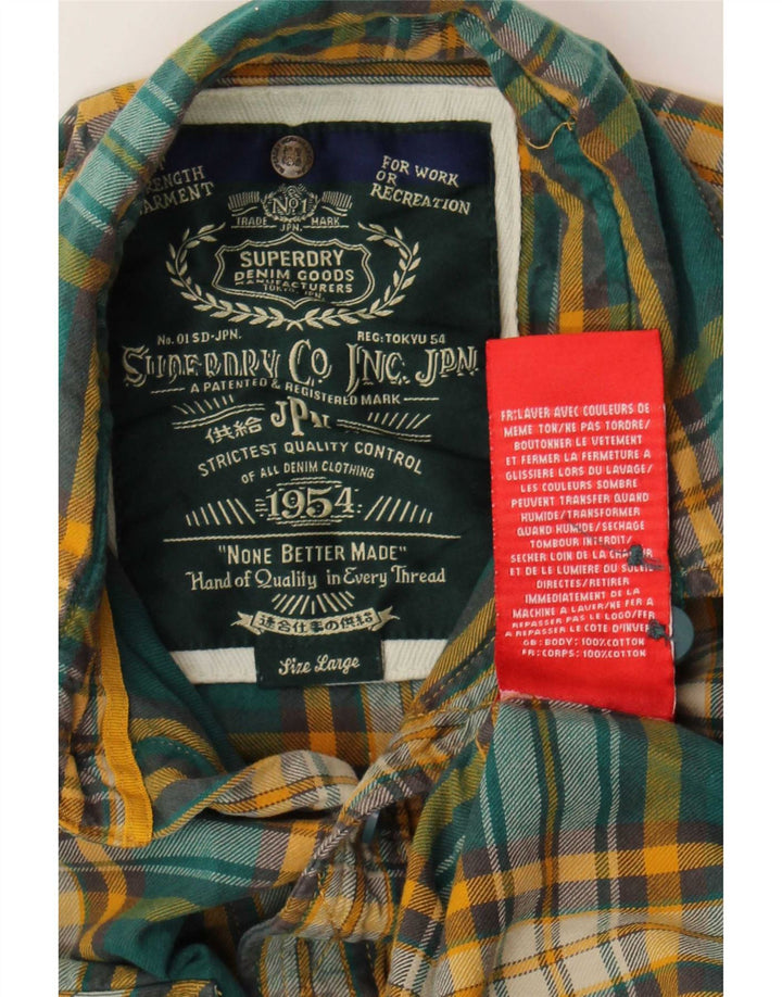 Cămașă de flanel pentru bărbați Superdry, bumbac cu carouri verzi mari