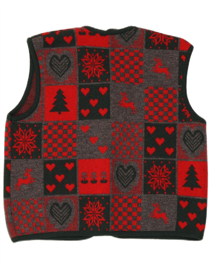 Berwin & Wolff Gilet tricot pentru femei EU 44 XL Lână nouă cu mozaic roșu