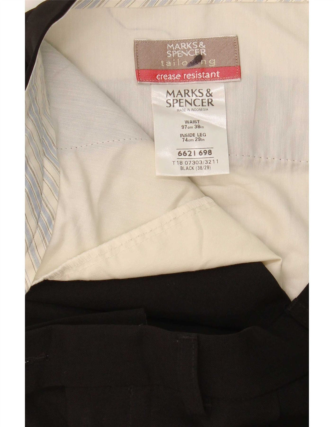 Pantaloni de costum pentru bărbați Marks & Spencer L38 L29 Poliester negru