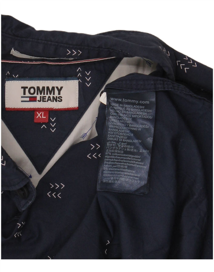 Cămașă pentru bărbați Tommy Hilfiger cu model abstract, bumbac XL bleumarin