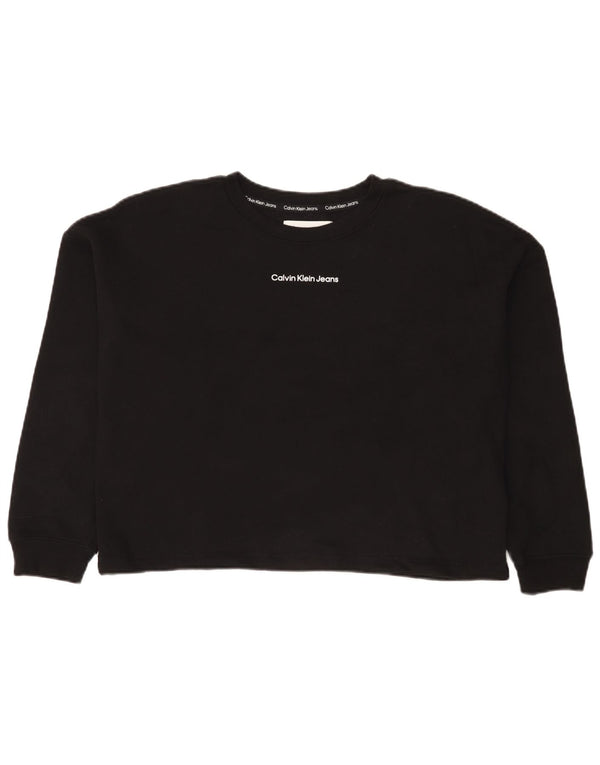 Calvin Klein Jeans Pulover pentru femei Crop Graphic Pulover UK 16 Large Negru