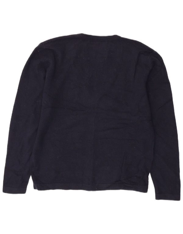 JACK WILLS Pulover cardigan pentru femei UK 18 XL bleumarin din lână de miel
