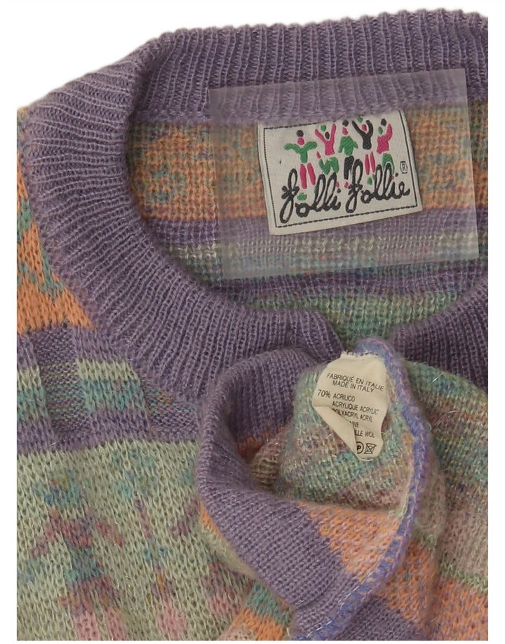 Pulover Cardigan Vintage pentru Damă UK 12 Medium Multicolor Fair Isle