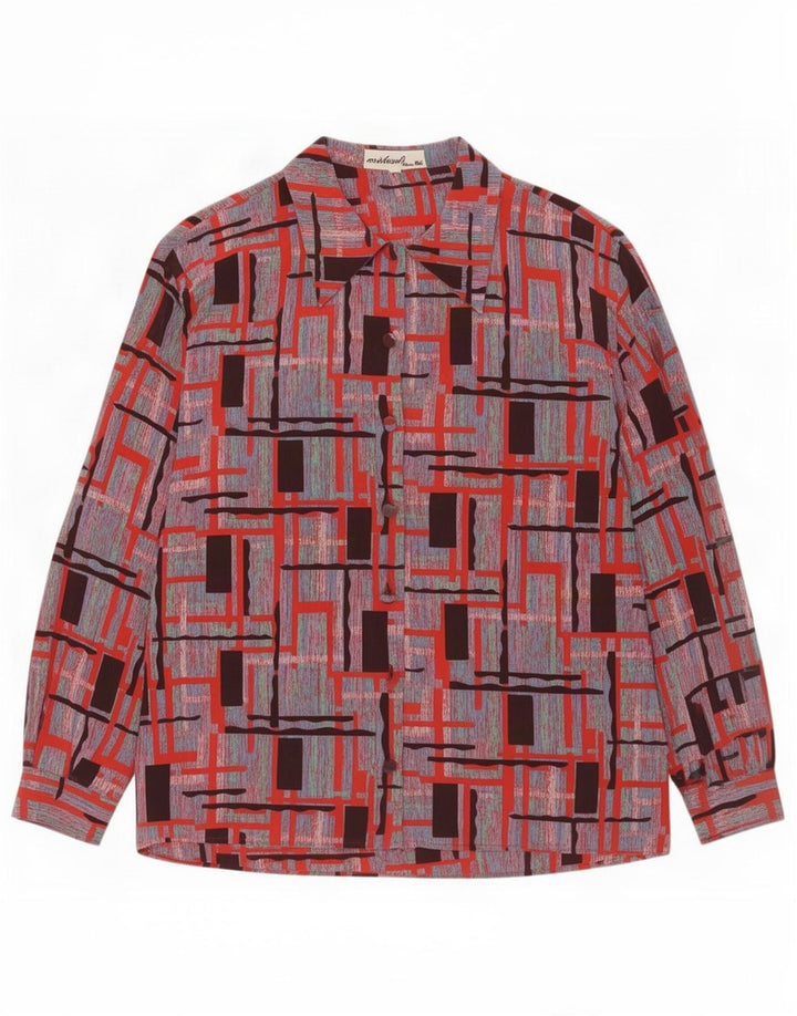 Bluză cămașă supradimensionată pentru femei Vintage IT 44 Medium Multicolor Geometric