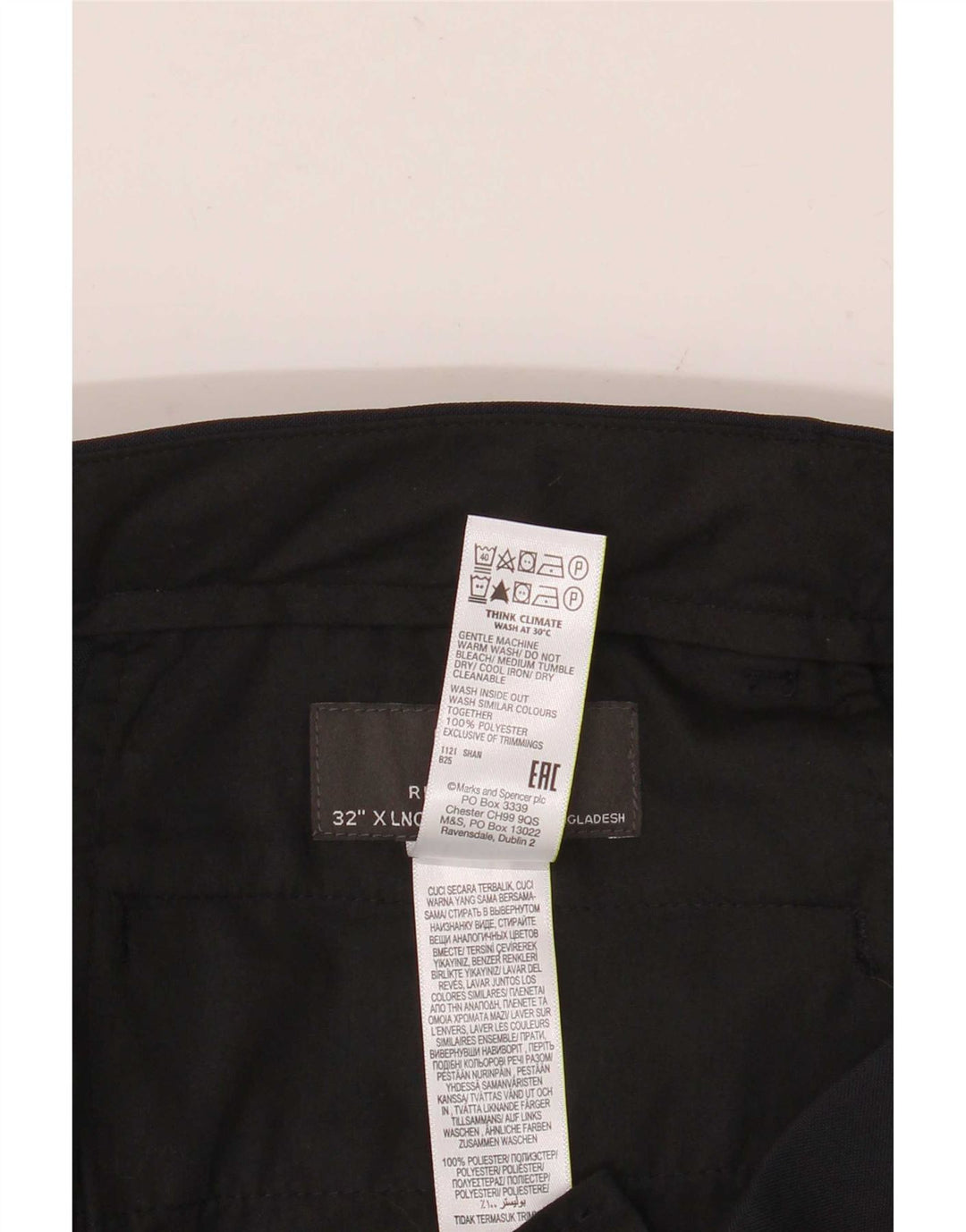 Pantaloni chino pentru bărbați Marks & Spencer, cu ajustare normală, L32 L35, poliester bleumarin