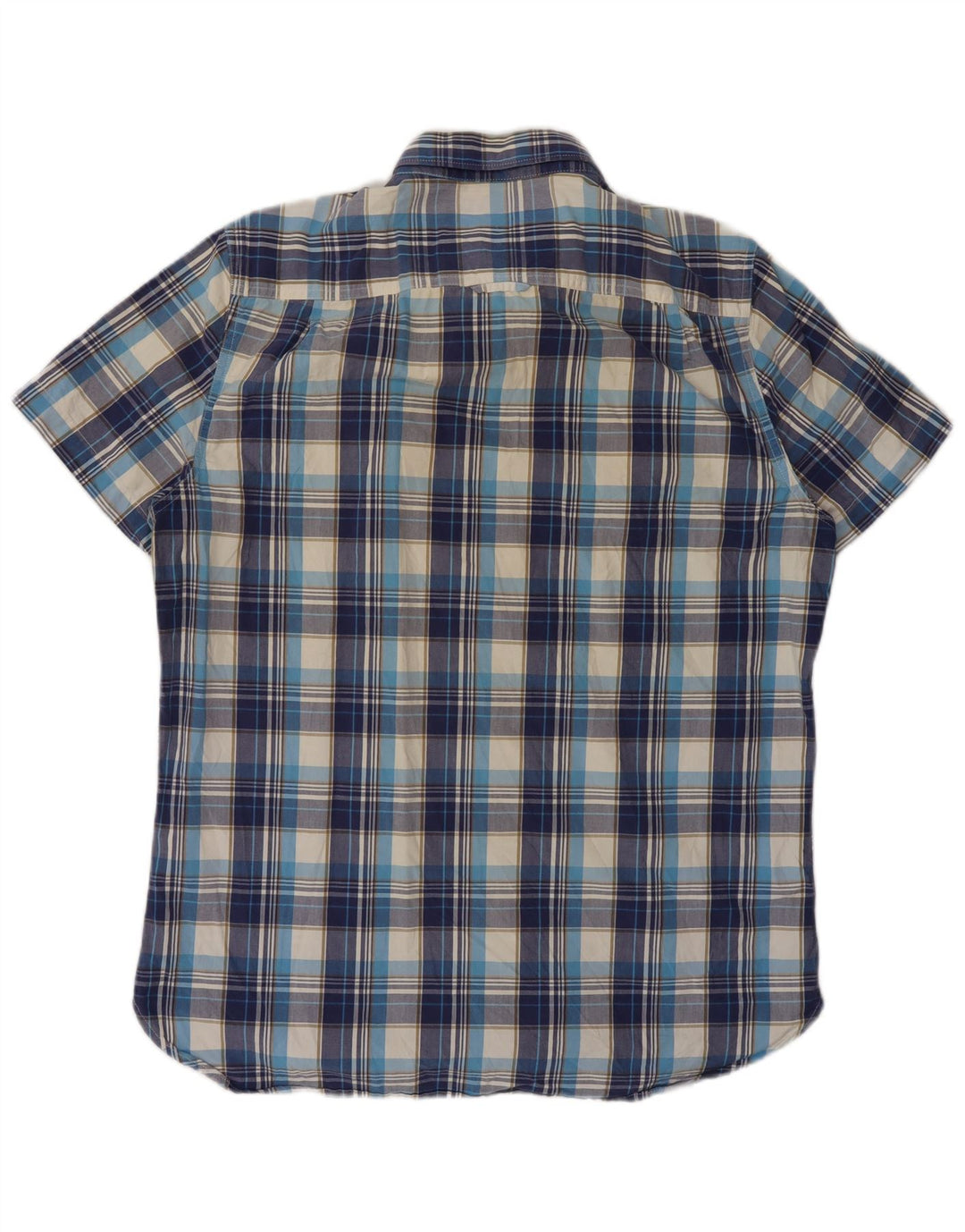 Cămașă cu mânecă scurtă pentru bărbați SUPERDRY XL, bumbac cu carouri albastre