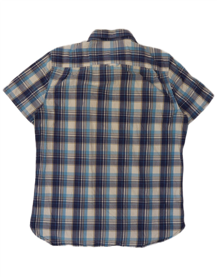 Cămașă cu mânecă scurtă pentru bărbați SUPERDRY XL, bumbac cu carouri albastre