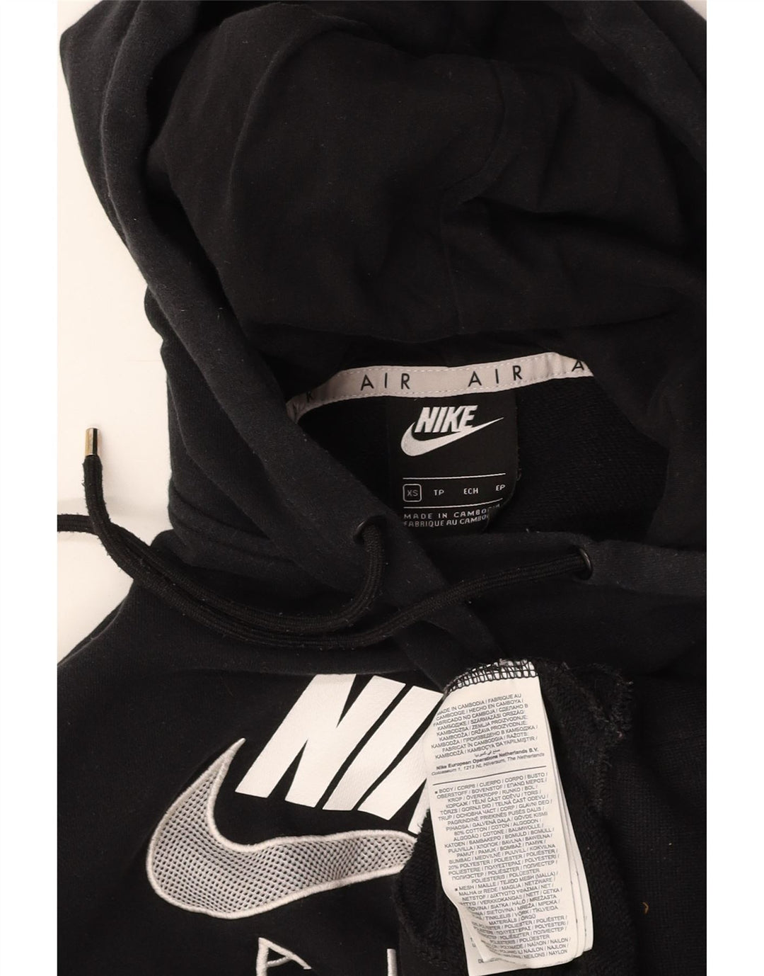 Pulover NIKE Air Oversized Graphic Hoodie pentru femei UK 6 XS Bumbac negru