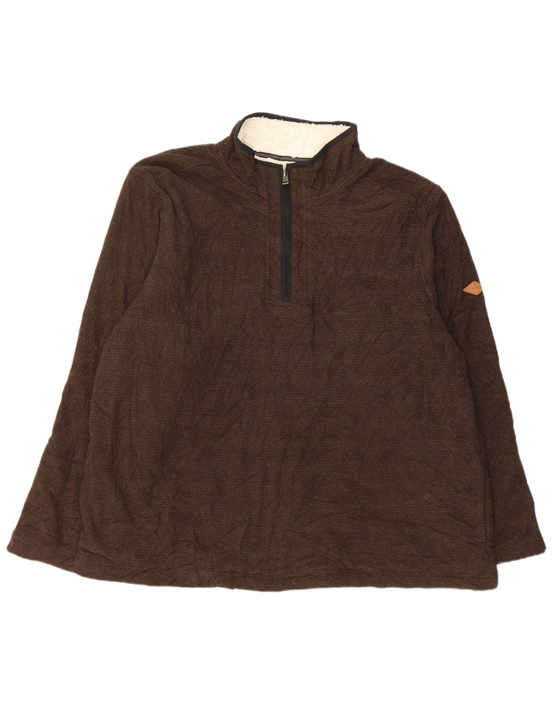 Pulover pentru bărbați Orvis, cu fermoar 1/4, cu fermoar și gât, poliester maro 2XL