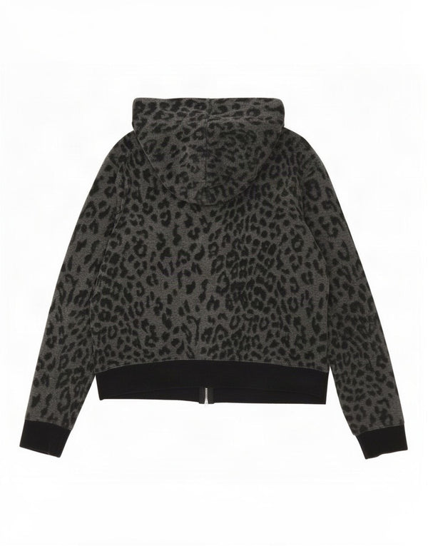 Pulover pentru femei Marks & Spencer, cu fermoar, cu capota, UK 14 Medium Gri Animal Print