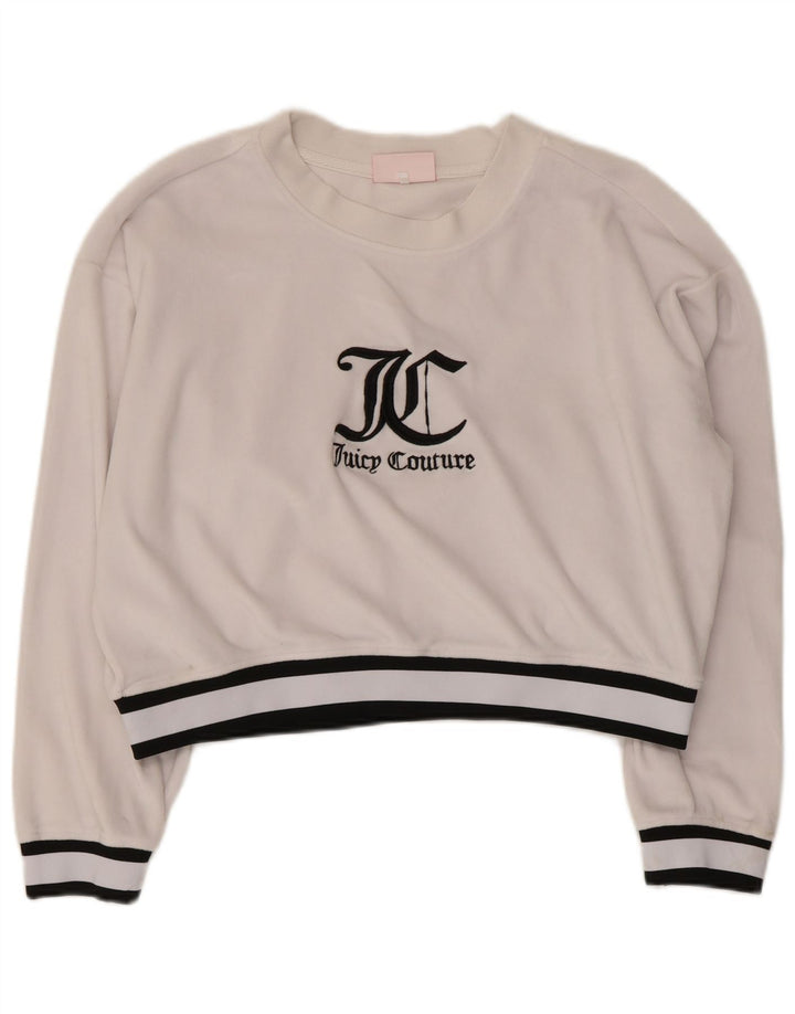 JUICY COUTURE Hanorac crop pentru femei Jumper UK 16 Large White